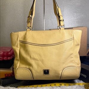MCM Mustard Yellow Leather Tote